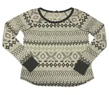 Victoria’s Secret Thermal Pajama Top Gray Aztec Print Long Sleeve