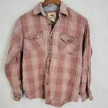 Dakota Grizzly Womens Flannel Shirt Medium Pink Plaid Button Down Cotton