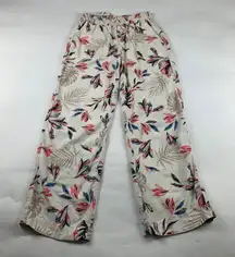 Briggs Floral Palm Print Linen Blend Relaxed Leg Lounge Pant M