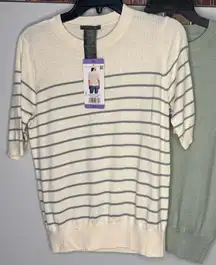 Set of 2/Matty M Women's Short Sleeve  lightweight Sweater, Multi,