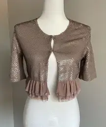NWT BCBG Sequin Embellished Jacket with Ruffle Hem Size S