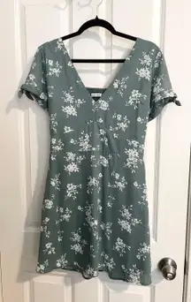 Mini Dress Green Floral