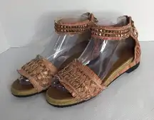 Lanvin Collection By Luxury Fashion House - Leather Espadrille Sandals Zip‎ Back