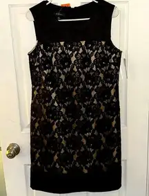 NWT AGB Black Lace over Gold Lining Sleeveless Holiday Dress