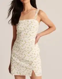NEW Abercrombie & Fitch Sleeveless Mini Dress Lemon Print White Yellow Small