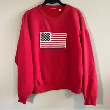 Vintage Red American Flag Embroidered Crewneck Sweatshirt Medium