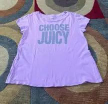 Choose Juicy Graphic Tee Shirt Short Sleeve Y2K Purple Loose Fit Small
