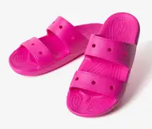 CROCS Women’s Classic 2-Strap Slide Sandals in Hot Pink Women’s 8 or Men’s 6