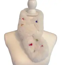 Faux Fur Scarf With Colorful Button Detail