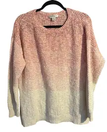 Christopher & Banks Ombre Knit Sweater Womens XL Pink/Cream Gradient Pullover