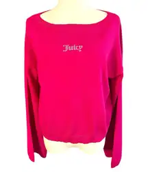 Juicy Couture Free Love NWT Crop Sweater Hot Pink Rhinestone Long Sleeve Barbie