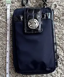 Brighton EUC small navy blue nylon crossbody. Patent leather on trim & strap