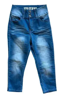 Womens VIP Jeans 3 Button Fly Cropped High Waisted Jeans - Sz 1 ( 25 )