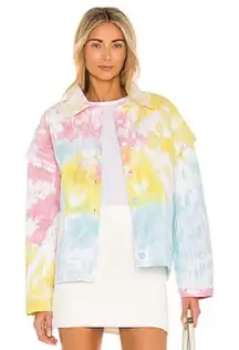 NWT LoveShackFancy Adelade‎ Jacket in Rainbow Radial Tie Dye Size Large