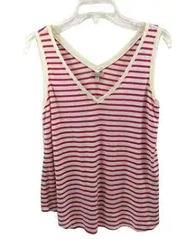 Women's Bordeaux Small Pink and White Stripe Tank Top B105