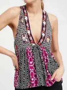 Free People Bohemain Dream Darlin’ Floral Halter Top in Black Size Small