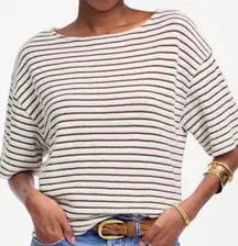 Madewell NWT Lily Embroidered Boxy Knit Tee in Stripe size medium