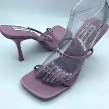 Steve Madden Aislinn Lilac Satin Strappy Rhinestone Detail Slip-On Sandals 8.5M