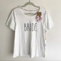 NWT Rae Dunn Sz L Bride White Tee Shirt Scrunchie