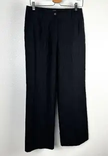 J Crew Women's Pants Black Pinstripe Wool Lined Flat Front