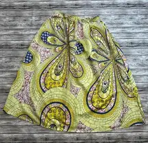 Brand Unknown Women's Paisley Skirt XXL Double Extra Large Yellow Red Blue Satin