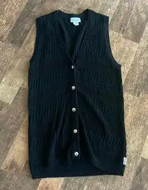 Pierre Cardin Vintage Knitted Long Button Down Sleeveless Cardigan