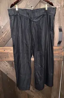 J‎ Jill Women Pants XL Black Linen Belted Casual Summer Nautical Coasta