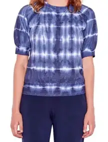 Sundry Tie Dye Puff Sleeve Raglan Sweatshirt In Navy White Size‎ 2 Causal Spring