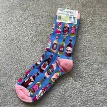 Little Blue House by Hatley women’s crew socks Northern Wine pink green blue