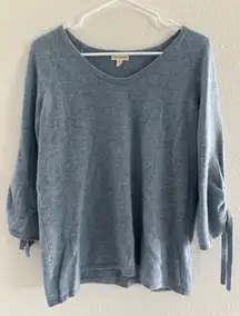 Garnet Hill Cashmere Sweater Womens Small Blue Tie Sleeve Luxury Classic Preppy