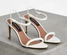 BCBGMAXAZRIA Women’s Taylor‎ Twist-Strap Sandal in white size 8.5