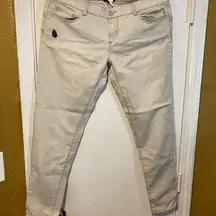 NEW Twin Set women's size 33 light stone wash hand distressed ankle zipper jeans