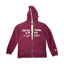 Vintage Abercrombie & Fitch Burgundy Zip-Up Hoodie Y2K 90s size small fleece