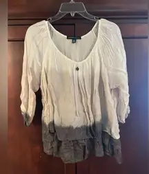Saks Fifth Avenue Cream and Gray Blouse
