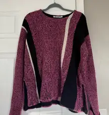 T Alexander Wang Wool Angora Fur Blend Pink Oversized Chunky Sweater