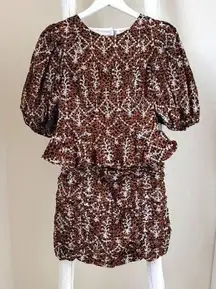 Brown Black White Eyelet Skirt and Top Set SZ Small