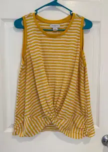 Liz Claiborne Tank Top Twist‎ Front Striped Sleeveless Casual Top Size M