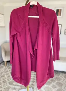 Talbots Magenta Open Front Cardigan Cotton Knit Parisian Scandi Cottagecore MP