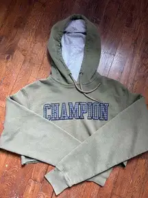 Green Cropped Champion Hoodie