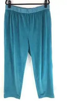 Soft Surroundings Womens Velour Pants Pull On Lounge Soft Teal Blue Size LP