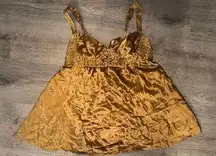 Victoria’s Secret 1990’s 100% SILK Gold Sequin & Rhinestone Mini Slip Dress XL