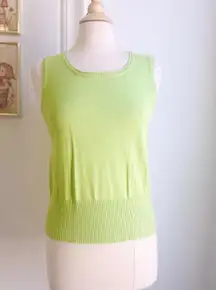 Leo & Nicole Green Sleeveless Sweater Tank Shell M Medium Classic Office EUC