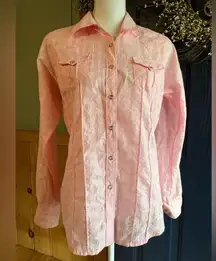 Ariat Women's Pink Shelby Shirt with Snap Button Accents. Size M