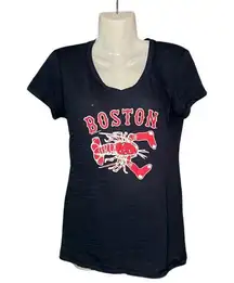 Boston Red Sox Lobster Graphic Soft as a Grape Brand V-Neck Short Sleeve Small