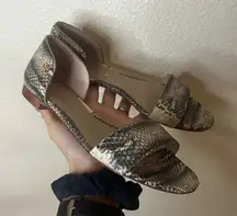 Tory Burch Savannah Flat Sandals Snakeskin Open Toe Womens 7