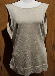 Ann Taylor Taupe Sleeveless Silk Tank Top with crisscross back