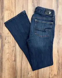 American Eagle 360 Super Stretch Bootcut Jeans Dark Wash‎ Women's Size 0 Short