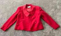 Kasper Red Blazer Jacket Padded Shoulders SIZE 4P