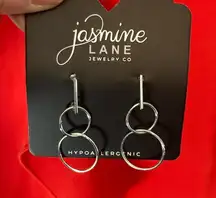 Jasmine Lane silver double hoop earrings #jewellery Hypoallergenic NWT!