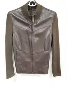 Jaclyn Smith Classic Brown Lambskin Sweater Jacket, Size 8 GUC